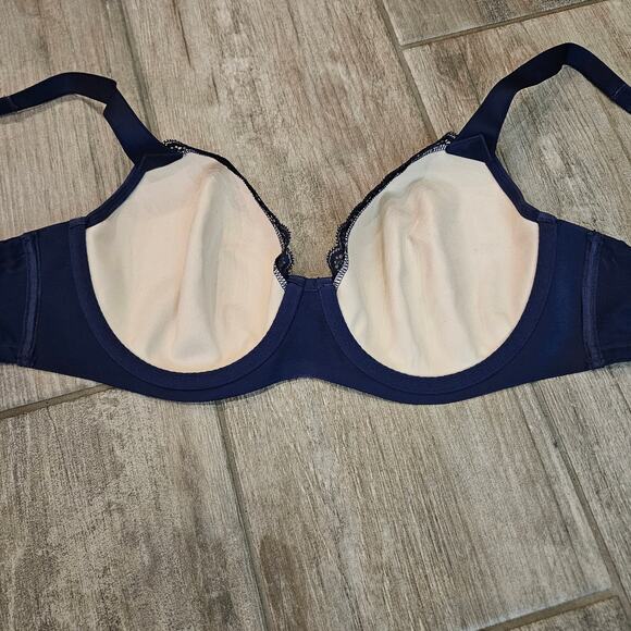 Soma Enticing Lift Full Coverage Lace Bra Womens 34C Navy Blue Feminine Lace - Picture 8 of 9
